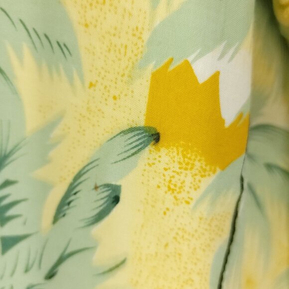 Vtg Wingo Hawaiian Button Front Shirt Men's Large Yellow Orange Hibiscus Floral - Picture 6 of 10